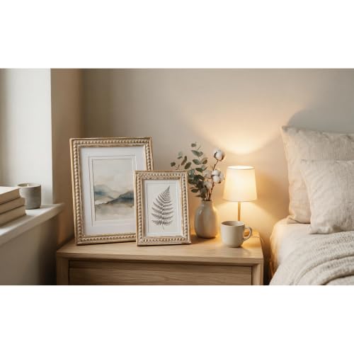 11x14 Rustic Wood Picture Frame with Mat & Beaded Edge - Natural / 8x10