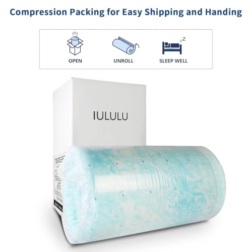 California King Gel Memory Foam Mattress Topper 4 Inch Blue Patterned