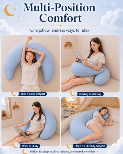 Moon Sleep Moon Spoon Body Pillow for Side Sleepers - Light Yellow