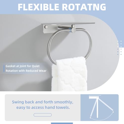 Suyar Bathroom Towel Ring with Shelf - Brushed Nickel, Oval Hand Towel Holder