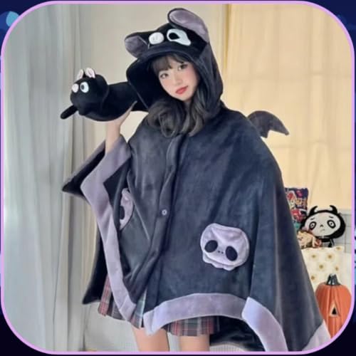 Adult Bat Hoodie Blanket - Wearable Animal Hooded Cape for Women