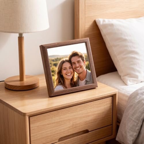 Small Shadow Box Picture Frame Set - 6x6 Inch Walnut Finish, 2 Pack