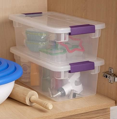 Sterilite 6 Quart ClearView Latch Storage Containers - Sweet Plum Handles | Set of 2