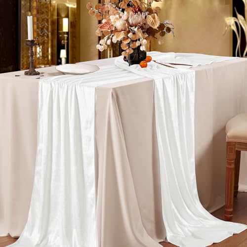 Velvet Ivory White Table Runner 20x120 Inch - Elegant Dining Decor