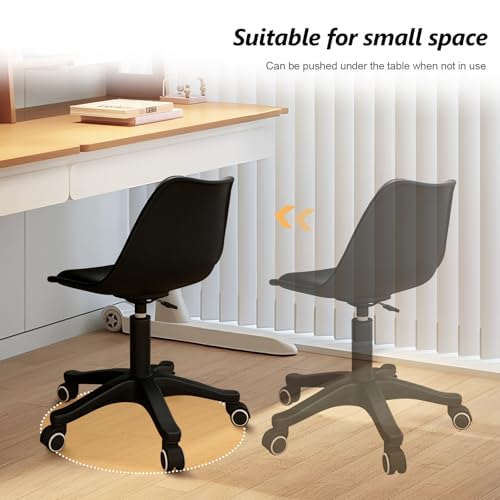Small Office Desk Chair with Swivel & Height Adjustment — Armless Task Chair