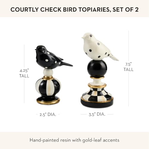 MacKenzie-Childs Resin Bird Topiary Set - Courtly Check, Black & White
