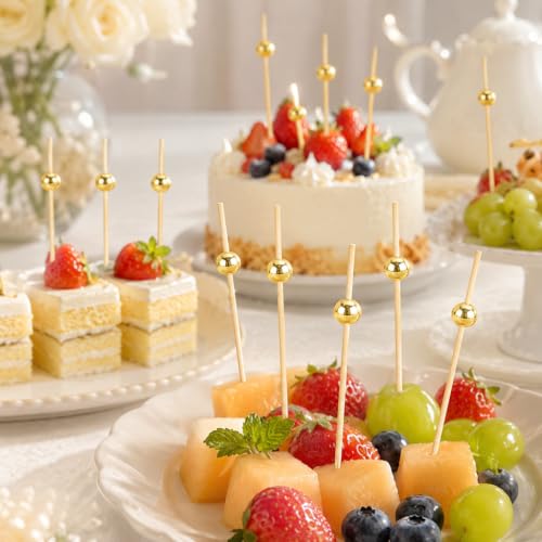 Gold 4.7 Inch Cocktail Picks - Fancy Appetizer Toothpicks, Pack of 200