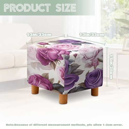 Purple Rose Wingback Chair Cover with Matching Ottoman Cover - Stretch Fabric