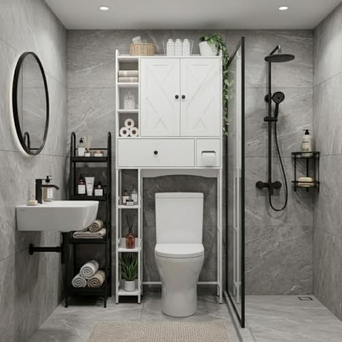 Over-The-Toilet Bathroom Storage Rack - Modern & Vintage Wall Organizer