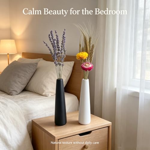 2-Pack Shatter-Resistant Vase Set with Dried Flowers for Tabletop Decor