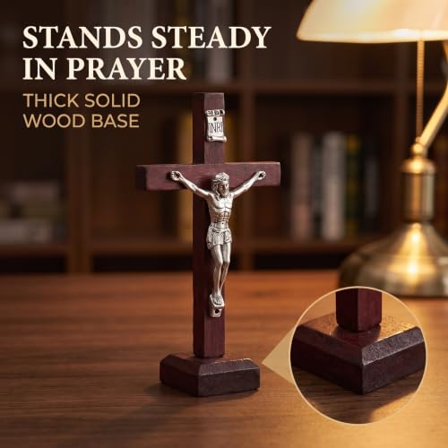 2-Pack Wooden Cross Crucifix Wall and Table Decor Religious Christian Ornaments