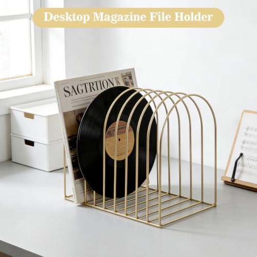 Gold Metal File Organizer 2 Pack Desk Magazine Holders Office Storage