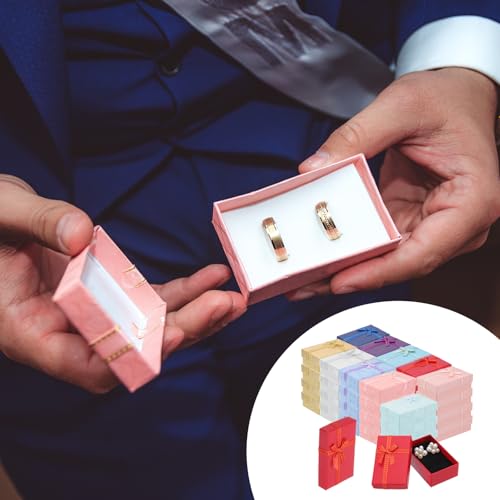 120 Pcs Jewelry Gift Boxes with Lid Ribbon Small Packaging Gift Box Set