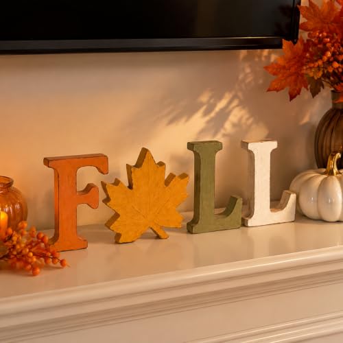Fall Decorations for Home, 4 PCS Wooden Table Signs - Autumn Letter Blocks - FALL3