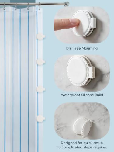 Magnetic Silicone Shower Curtain Clips - Keep Bathroom Dry Set of 4