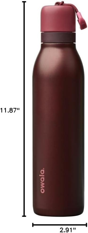 Owala FreeSip Twist Insulated Stainless Steel Water Bottle - BPA-Free, 24 oz, Black Cherry | Perfect for Sports & Travel