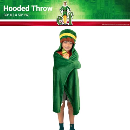 Elf Buddy Hooded Throw Blanket - Christmas Kids Bedding, 30x50 inches