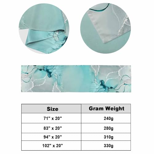 Twin Bed Aqua Marble Bed Runner - Decorative Fluid Art Bed Scarf 71x20in - CosyBright