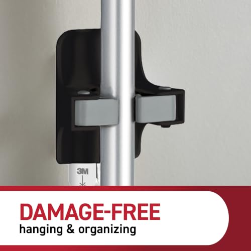 Large Black Broom Grippers with Strips - Damage-Free Wall Mount Storage