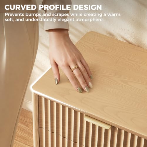 Jocoevol Fluted 6-Drawer Dresser with Gold Handles, Natural Finish