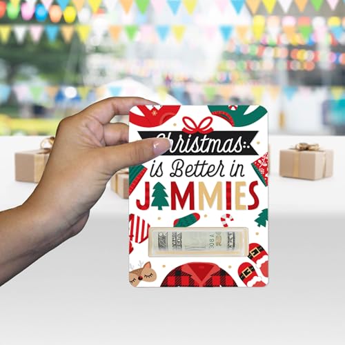 Christmas Pajamas DIY Money Holder Cards Set of 6 - Holiday Plaid Gift