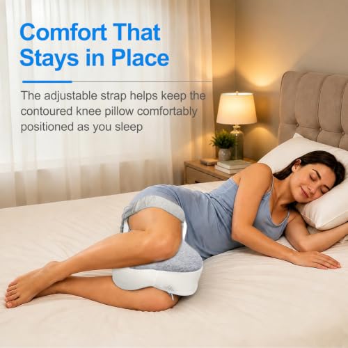 Adjustable Strap Knee Pillow for Side Sleepers - Orthopedic Memory Foam Support