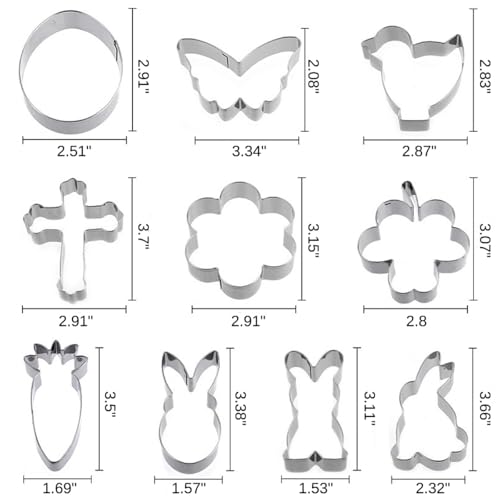 Easter Cookie Cutter Set of 10 Shapes for Baking & Crafts - Stainless Steel