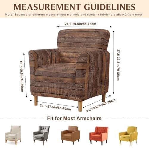 Wood Texture Arm Chair Slipcover for Living Room Fall Decor - Elastic & Universal Fit