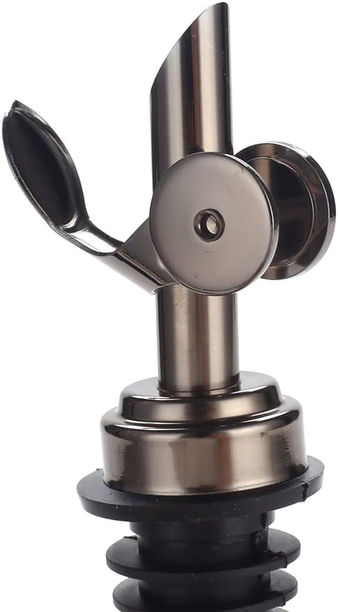 Molimoli Pack of 4 Premium Liquor Pour Spout Made of Stainless Steel with Automatic Anti-Oxidation Mechanism, Bottle Pourers for Alcohol and Wine, Olive Oil Dispenser Spout, Oil Bottle Spout, Black