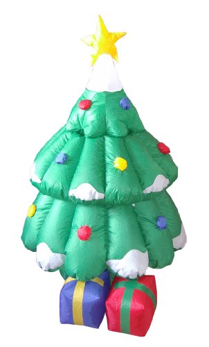 Animated Lighted Christmas Inflatable Santa Claus Rising from Tree - Outdoor Holiday Decor