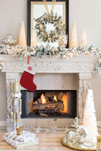 Mini Christmas Stockings with Snowflake Embroidery, Red Knit Holiday Decor - Style 3