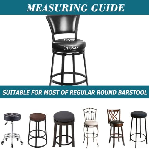 Stretch Round Bar Stool Covers 2-Pack Khaki Fit 13-18 Inch Seats