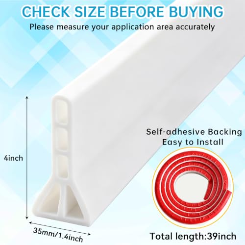 39-Inch High Silicone Shower Water Dam - Collapsible & Waterproof Barrier for Bathroom