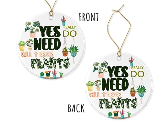 Christmas Ornament Plant Lover Bonsai Decor - Double-Sided Ceramic Gift