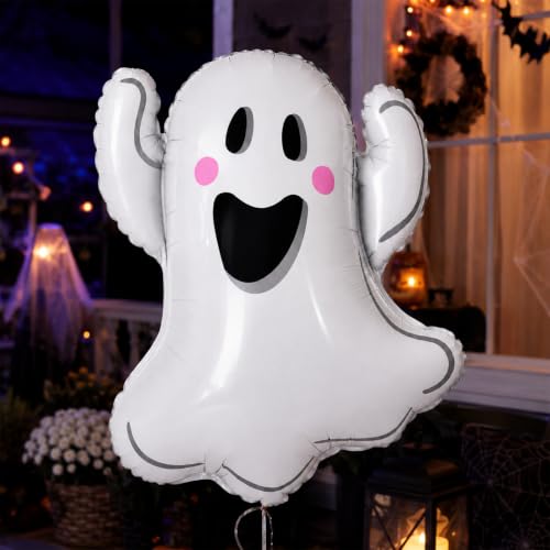 White Halloween Ghost Balloons - 6 Pack 29.5 Inch Foil Party Decorations
