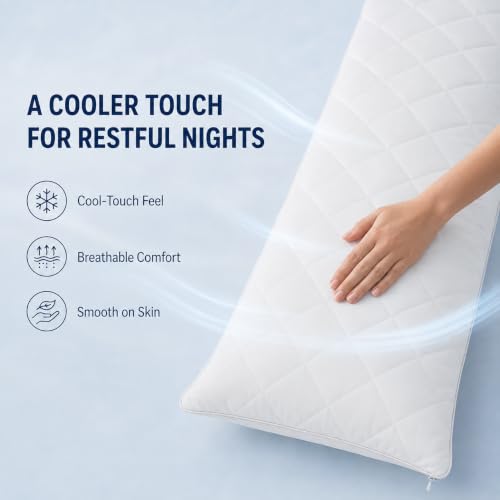Cooling Body Pillow Cover with Diamond Quilted Design - Breathable & Stretch Fit
