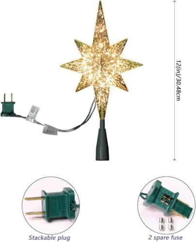 Golden Bethlehem Star Tree Topper with 10 LED Lights - Festive Christmas Decor