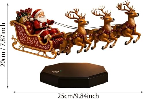 Floating Santa Sleigh Ornament with LED Lights - Red, Brown, Gold Variations
