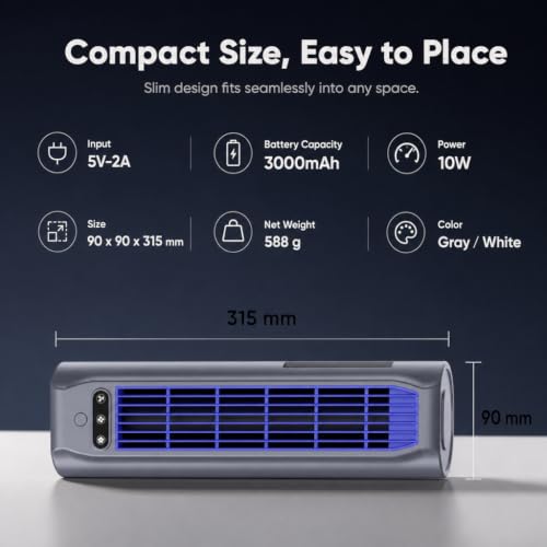 Portable Air Conditioner with 3 Speeds & LED Touch Screen - Gray