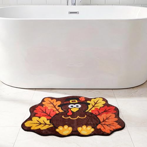 Thanksgiving Turkey Bathroom Rug Mat - Fall Decor for Kitchen & Entryway