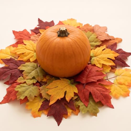 Autumn Maple Leaves Artificial Fall Decor 50 Pcs for Thanksgiving Halloween