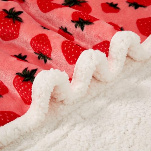 Garvee Wearable Heated Blanket with Sleeves & Foot Pocket - Strawberry Print