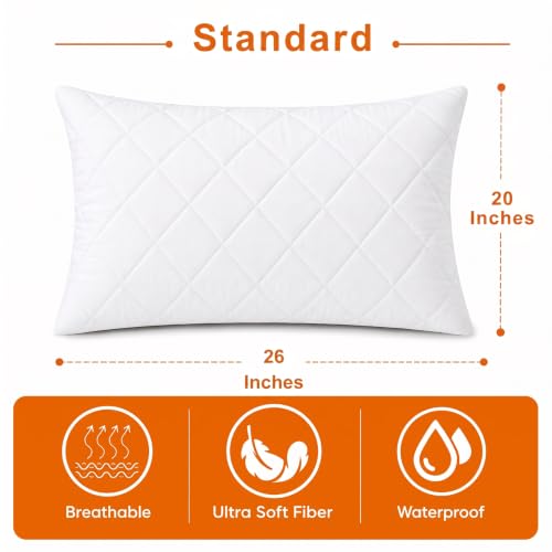 Queen Size Waterproof Microfiber Pillow Protectors Set - 2 Pack