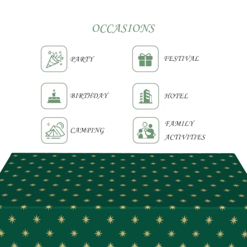 Green Christmas Tablecloth 70x120 Inches Washable Holiday Cover