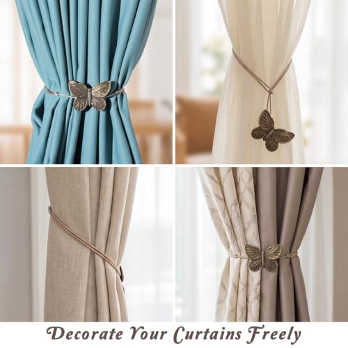 Magnetic Curtain Tiebacks with Bee Design, Vintage Copper Finish - 2 Pack