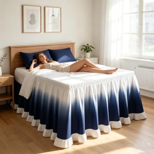 Black Twin XL Bed Skirt 25-Inch Drop Dust Ruffle for Dorm & Bedroom - Extended Size