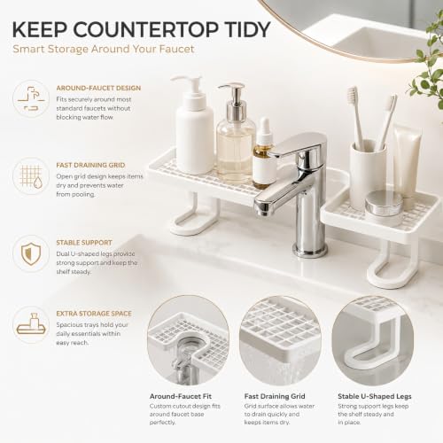 Freestanding Over Sink Storage Rack No-Drill Bathroom Organizer Black 1