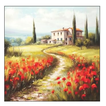 Tuscan Poppy Field Cocktail Napkins - 20 Count, 3-Ply, Rustic Table Decor