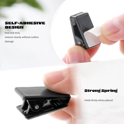 Self-Adhesive Wall Clips for Hanging - Black, 15 Pack