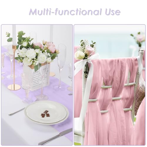 Lavender Chiffon Table Runner 14x108 Inches Set of 6 - Elegant Wedding & Party Decor